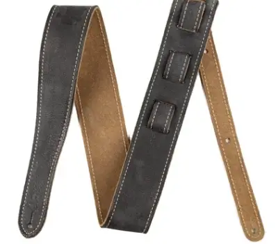 Correa de guitarra Fender Thali de cuero negro envejecido