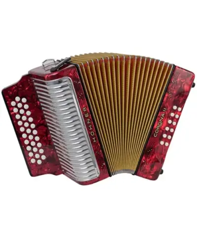 Acordeón Diatónico Hohner Corona II Classic FA-SI♭-MI♭ Rojo