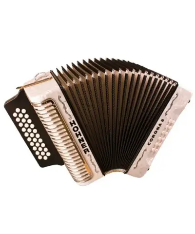 Acordeón Diatónico Hohner Corona II Fa-Sib-Mib Blanco con Funda