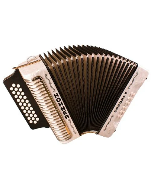 Acordeón Diatónico Hohner Corona II Fa-Sib-Mib Blanco con Funda