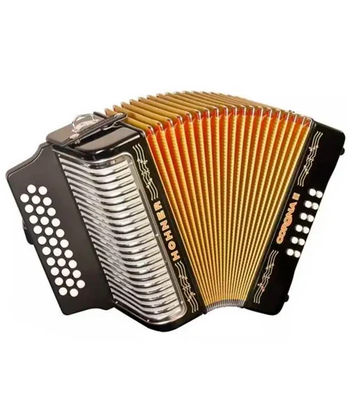 Acordeón Diatónico Hohner Corona II Fa-Sib-Mib Negro con Funda