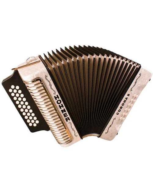 Acordeón Diatónico Hohner Corona II GCF 31 Botones Blanco con Funda