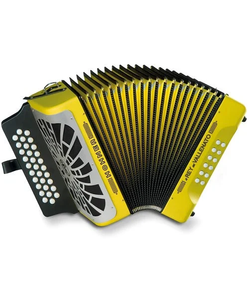 Acordeón Diatónico Hohner Rey del Vallenato Sib-Mib-Lab Amarillo