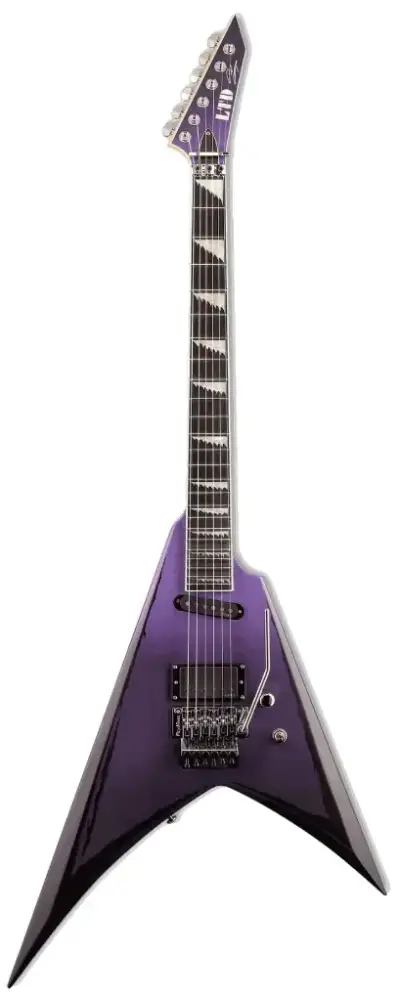 Guitarra eléctrica LTD Alexi Ripped Purple Fade Satin con rayas desgastadas