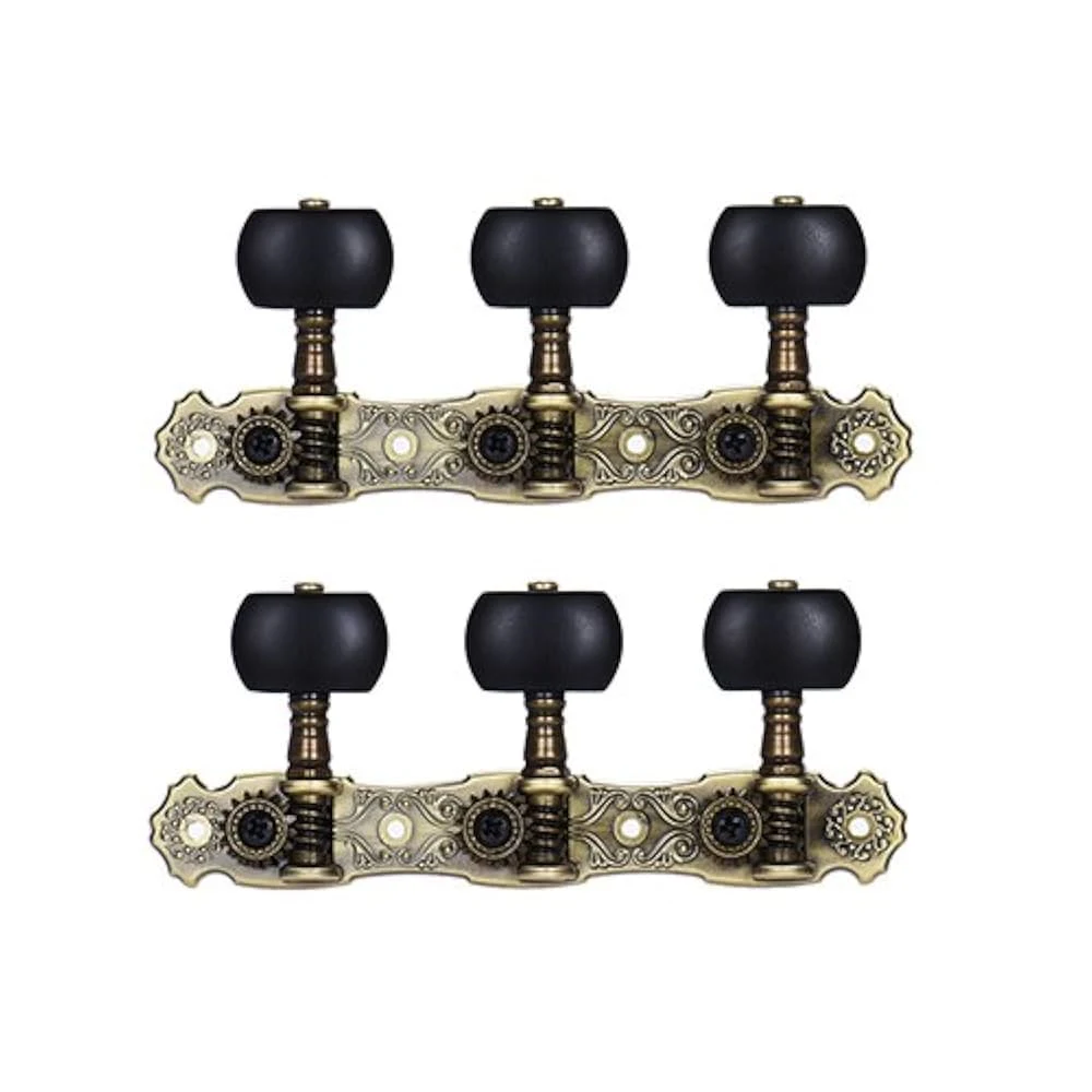 Clavijas para guitarra clásica Alice AOS-022V3P (Bronce/Negro, izquierda/derecha) - Imagen 2