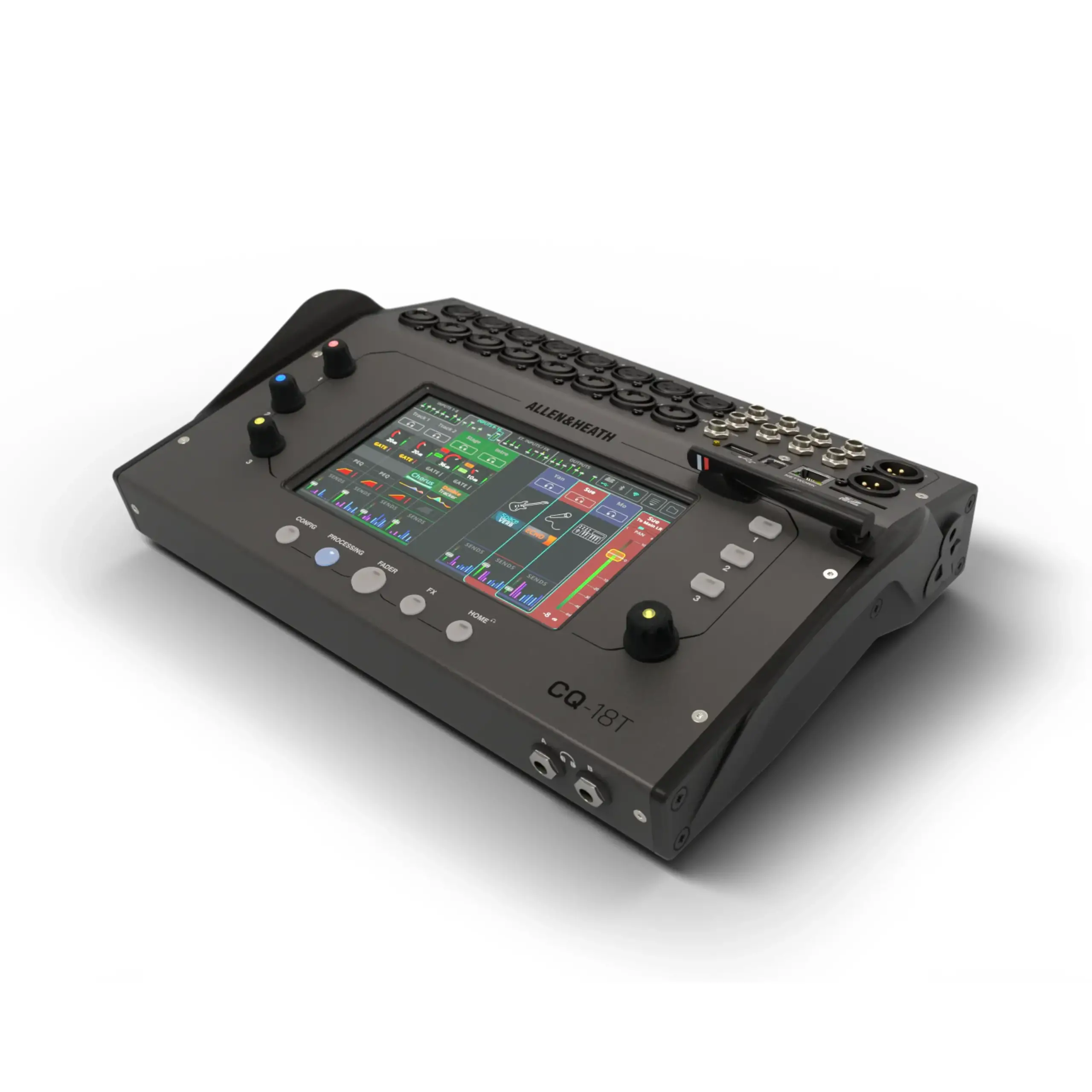 Allen & Heath CQ-18T - Mezclador digital con visualización táctil de 7 pulgadas y conectividad WiFi y Bluetooth