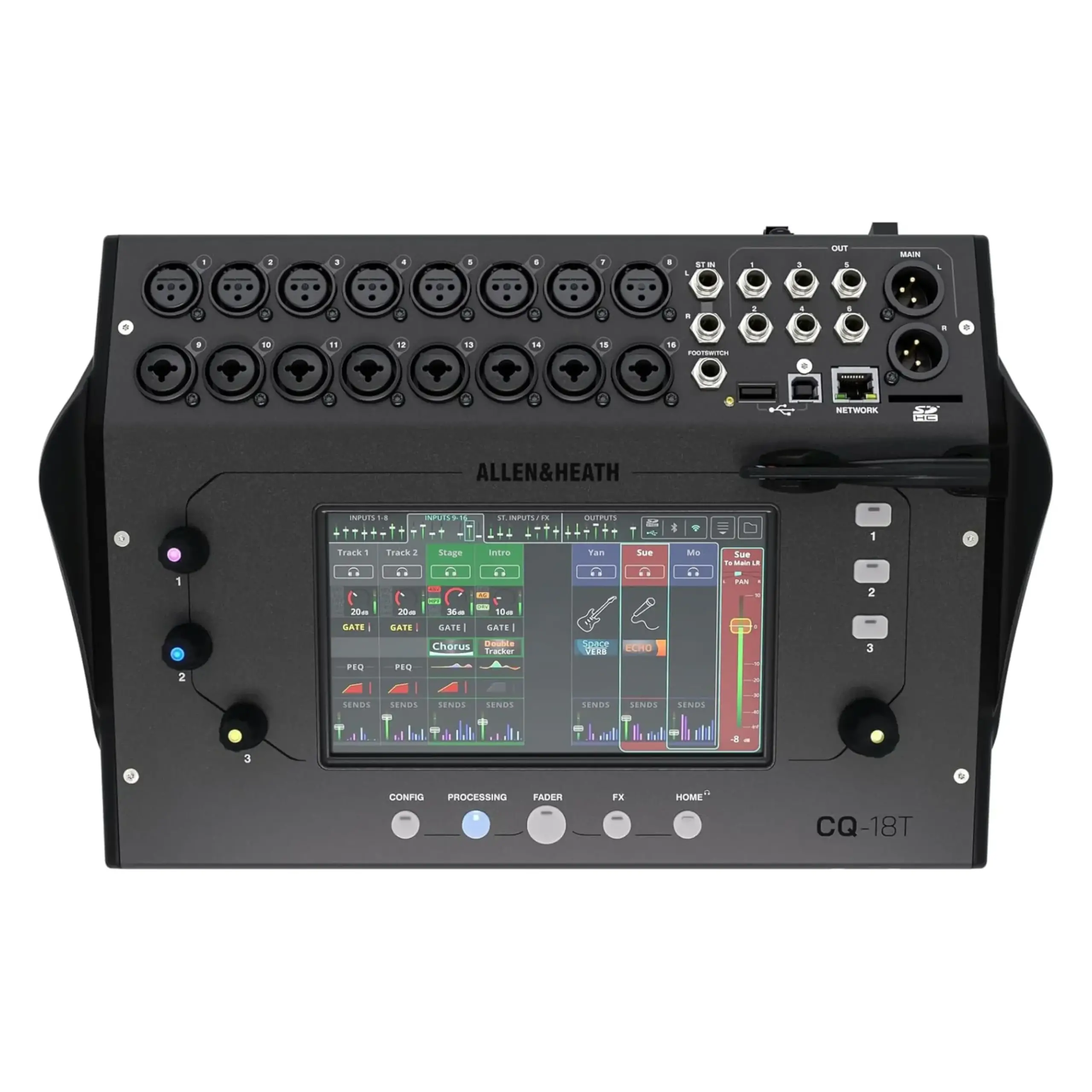 Allen & Heath CQ-18T - Mezclador digital con visualización táctil de 7 pulgadas y conectividad WiFi y Bluetooth - Imagen 2