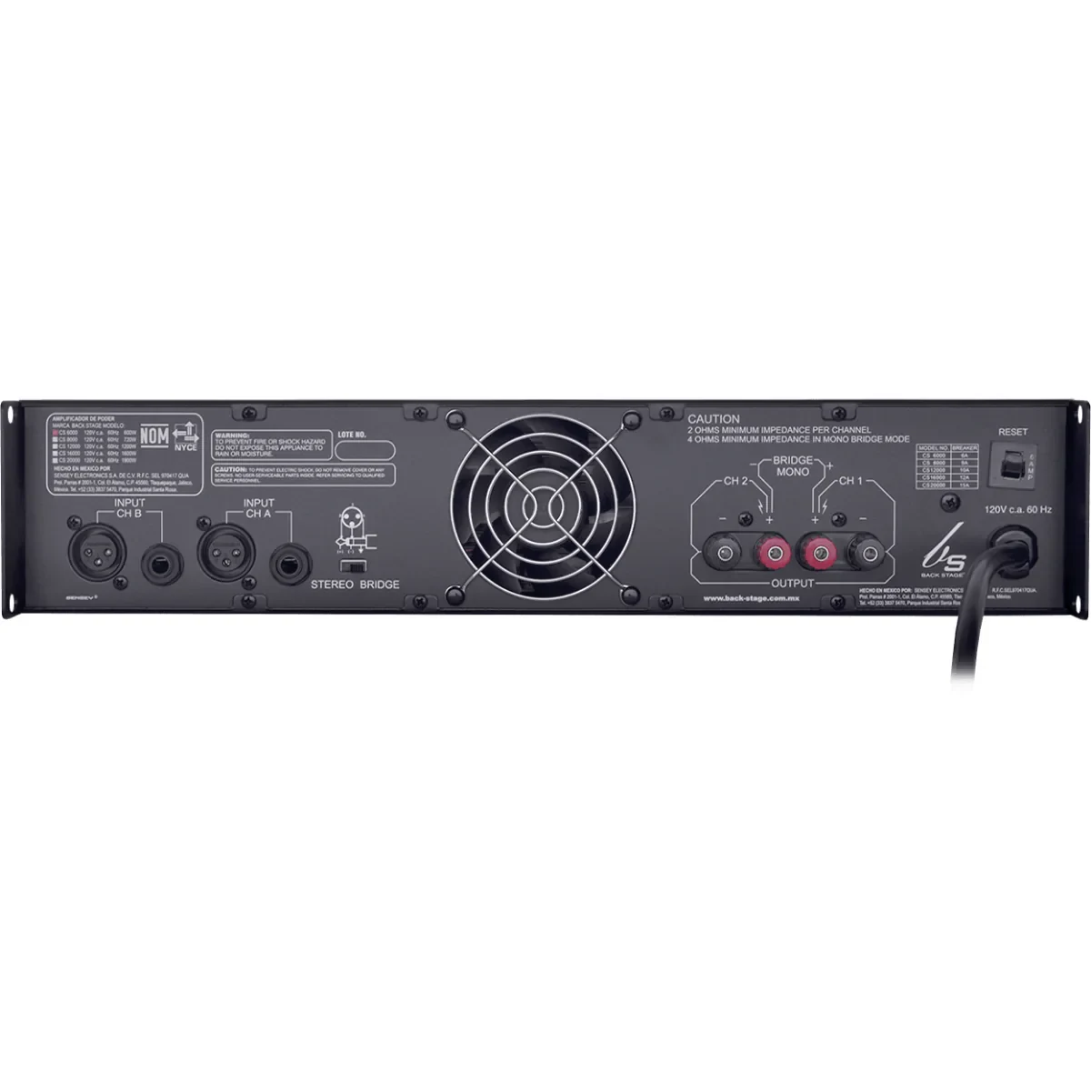 Backstage Amplificador Cs-6000 2 Canales - Imagen 2