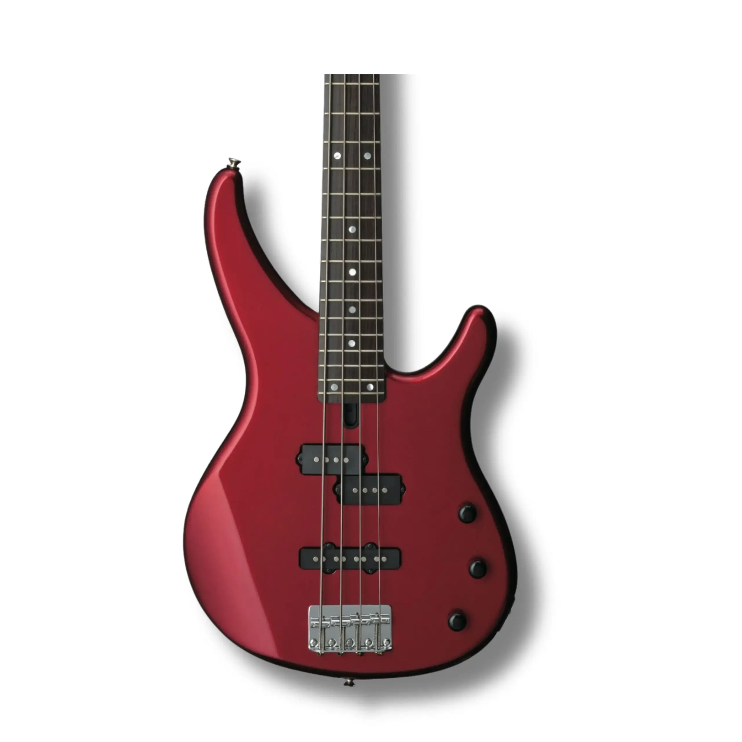 Bajo eléctrico pasivo Yamaha TRBX174 de 4 cuerdas color rojo con base y funda - Imagen 4