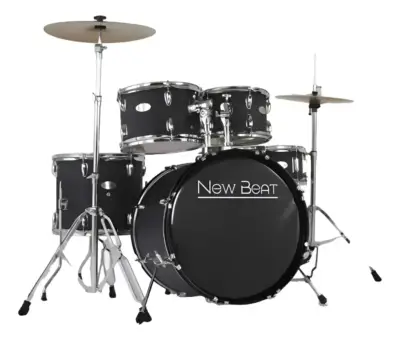 Batería Acústica New Beat Estándar de 5 Piezas Negro Mate Granulado