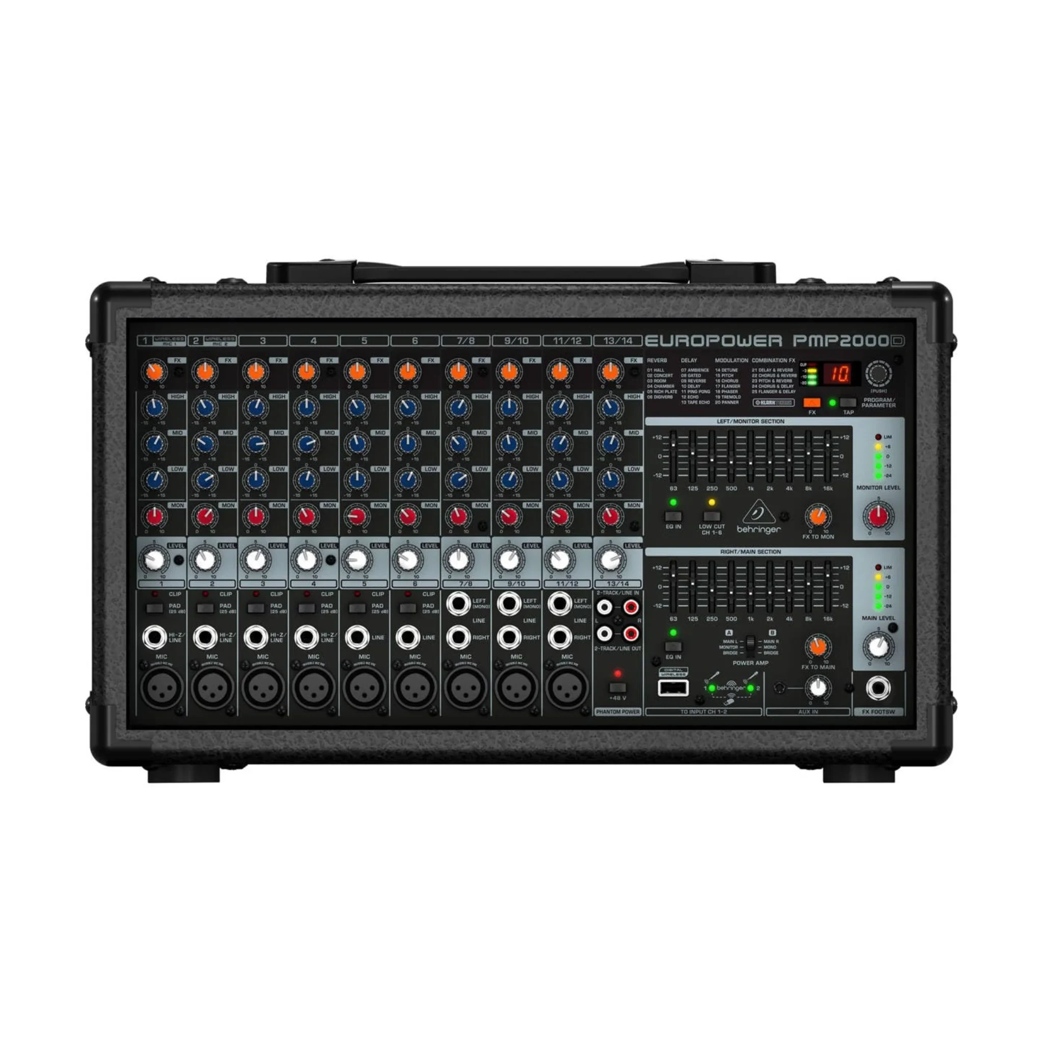 Consola Amplificada Behringer PMP2000D de 2000W y 14 Canales - Imagen 3