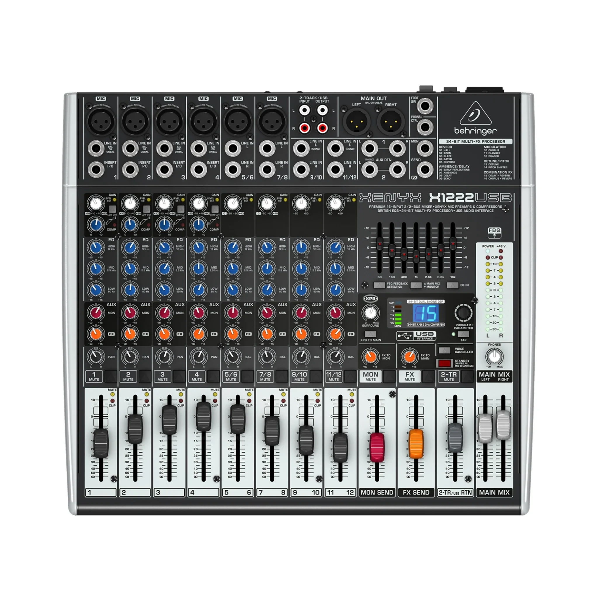 Mezcladora Behringer XENYX X1222USB de 12 Canales con Interfaz USB