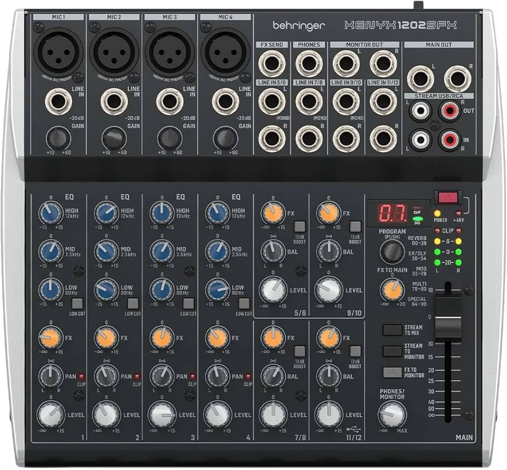 Mezcladora Behringer XENYX 1202 SFX con Efectos Integrados