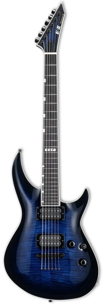 Guitarra eléctrica con cuerpo de arce flameado, azul reno