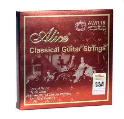 Encordadura Alice para Guitarra Clásica Nylon Tensión Normal AWR18-N