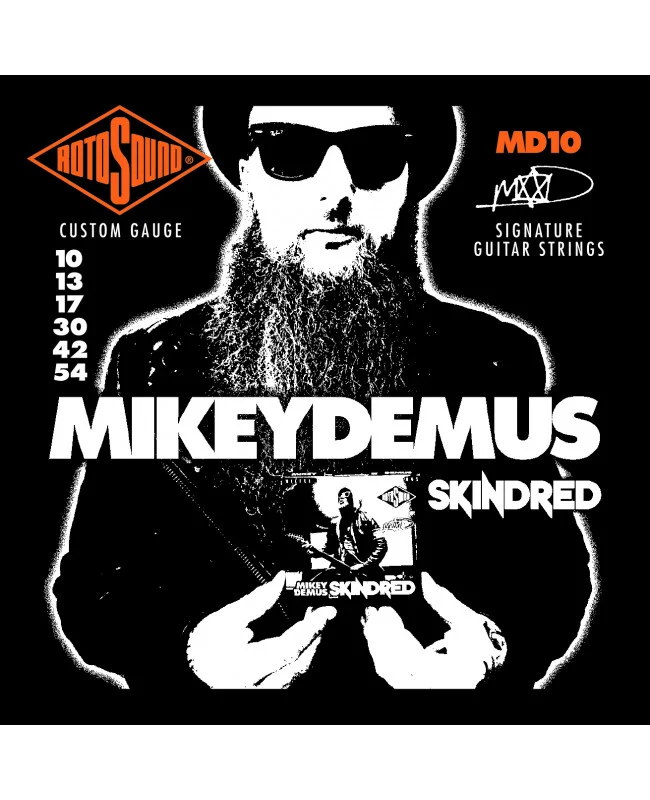 Encordadura híbrida RotoSound para guitarra eléctrica Signature Mikey Demus, 6 cuerdas, calibre medio