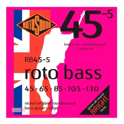 Encordadura RotoSound para bajo eléctrico de 5 cuerdas calibre 45-130