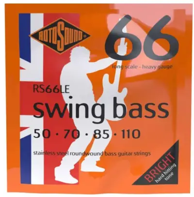 Encordadura RotoSound Swing Bass 66 para bajo eléctrico de 4 cuerdas, calibre pesado 50, 70, 85 y 110, escala larga, entorchado de acero inoxidable