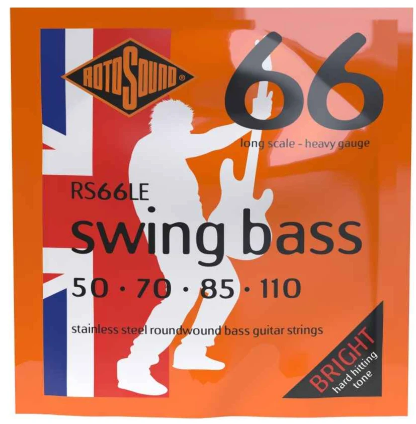 Encordadura RotoSound Swing Bass 66 para bajo eléctrico de 4 cuerdas, calibre pesado 50, 70, 85 y 110, escala larga, entorchado de acero inoxidable