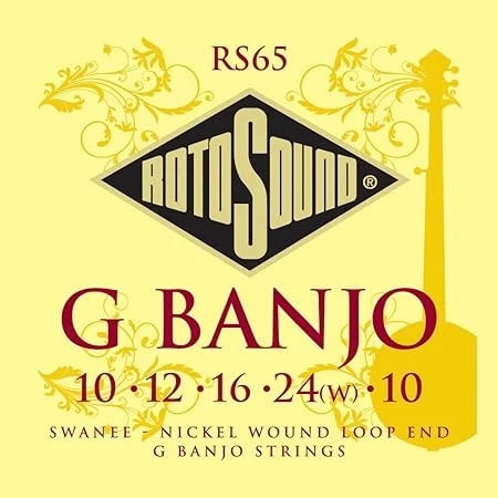 Encordadura RotoSound para banjo G Swanee de 5 cuerdas, calibre 10, 12, 15, 19w y 10, entochado en níquel