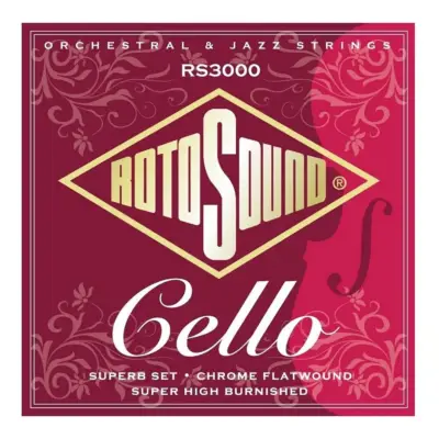 Encordadura RotoSound para cello serie SuperB, set de 4 cuerdas, calibre estándar, entorchado plano en cromo