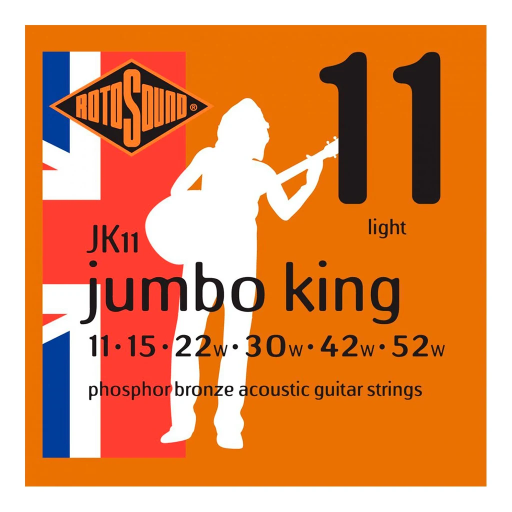 Encordadura RotoSound JK11 para guitarra acústica Jumbo King de 6 cuerdas, calibre ligero