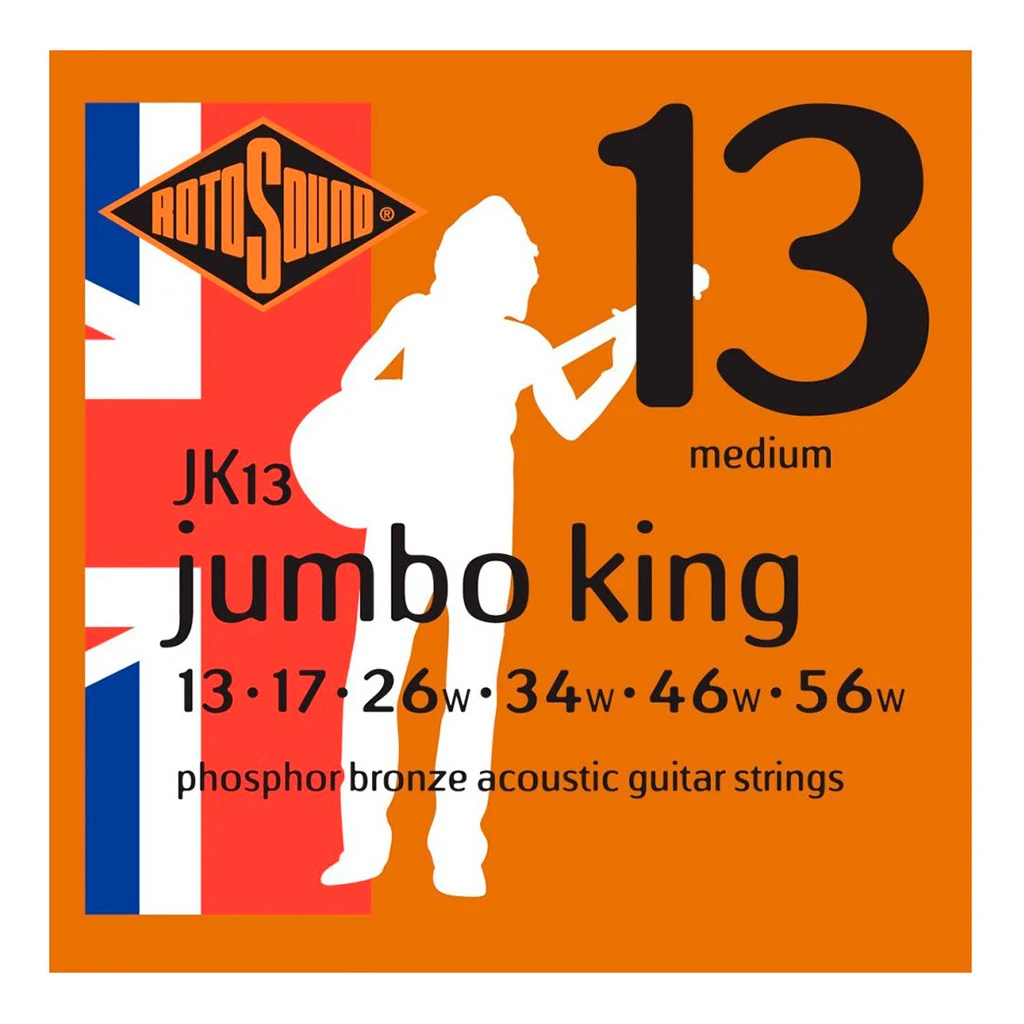 Encordadura RotoSound JK13 para guitarra acústica Jumbo King de 6 cuerdas calibre medio