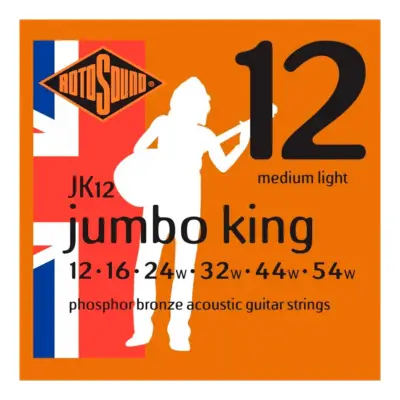 Encordadura RotoSound Jumbo King para guitarra acústica/electroacústica de 6 cuerdas calibre medio-ligero