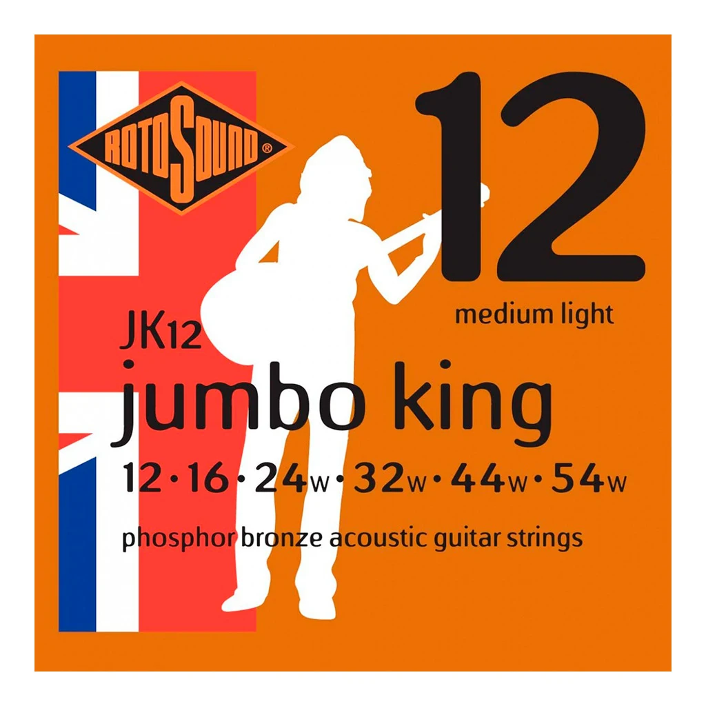 Encordadura RotoSound Jumbo King para guitarra acústica/electroacústica de 6 cuerdas calibre medio-ligero