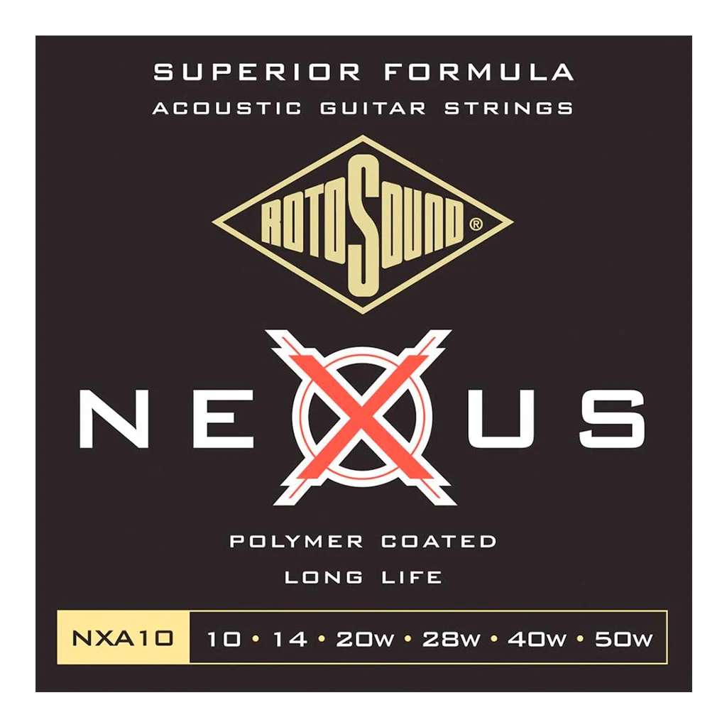 Encordadura RotoSound Nexus para guitarra acústica/electroacústica de 6 cuerdas calibre extra ligero