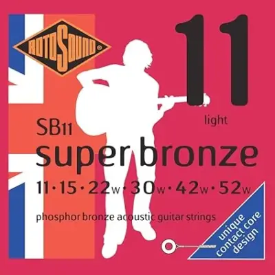 Encordadura RotoSound Super Bronze para guitarra acústica/electroacústica de 6 cuerdas, calibre ligero
