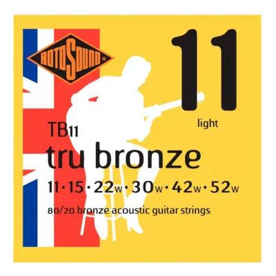 Encordadura RotoSound Tru Bronze para guitarra acústica/electroacústica de 6 cuerdas calibre ligero