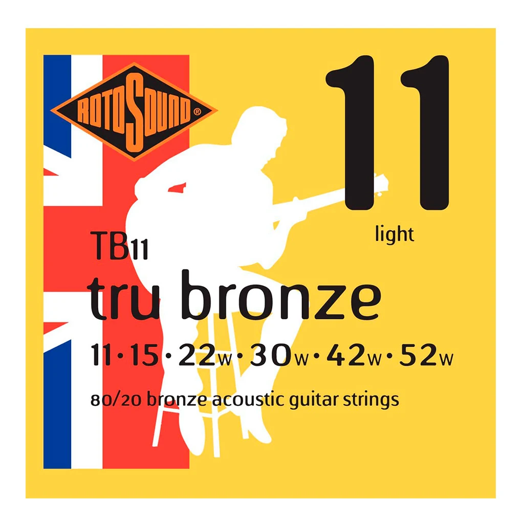 Encordadura RotoSound Tru Bronze para guitarra acústica/electroacústica de 6 cuerdas calibre ligero