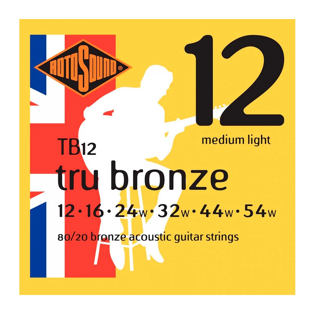 Encordadura RotoSound Tru Bronze para guitarra acústica/electroacústica de 6 cuerdas calibre medio-ligero