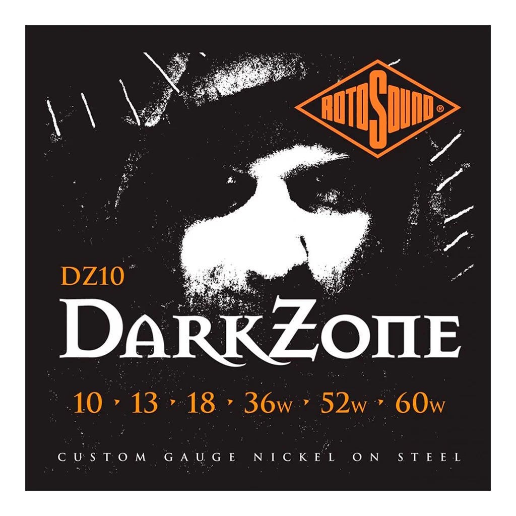 Encordadura RotoSound Dark Zone para guitarra eléctrica de 6 cuerdas, calibre custom 10-60
