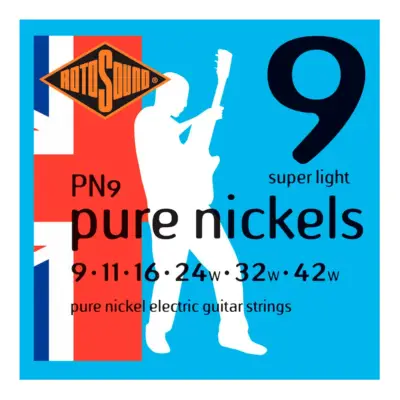 Encordadura RotoSound Pure Nickels para guitarra eléctrica de 6 cuerdas calibre super ligero