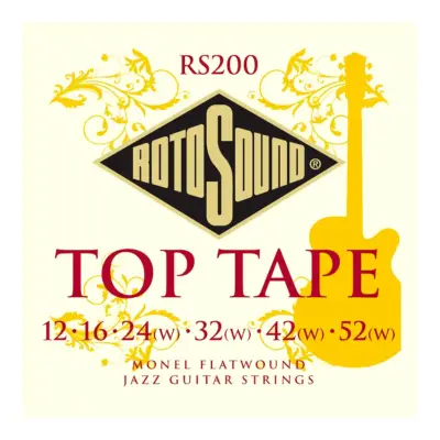 Encordadura RotoSound Top Tape para guitarra eléctrica de 6 cuerdas, calibres 12-52, entorchado plano en monel