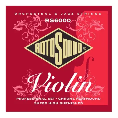 Encordadura RotoSound Professional para violín, set de 4 cuerdas, calibre estándar, entorchado plano en cromo