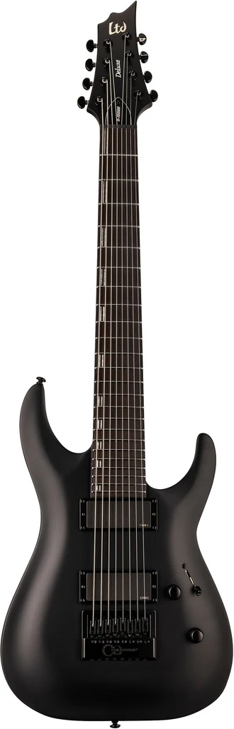 Guitarra eléctrica barítono ESP LTD Deluxe H-1008 con EverTune - Black Satin