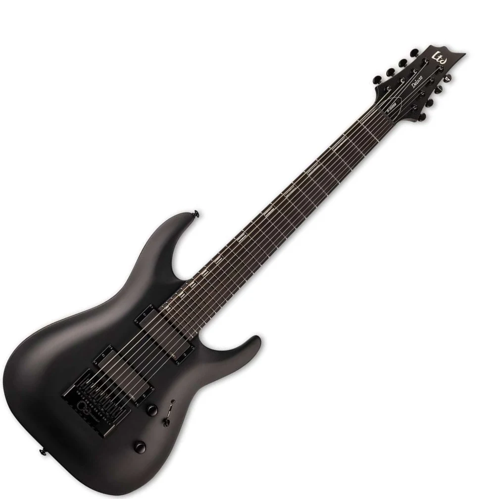 Guitarra eléctrica barítono ESP LTD Deluxe H-1008 con EverTune - Black Satin - Imagen 2