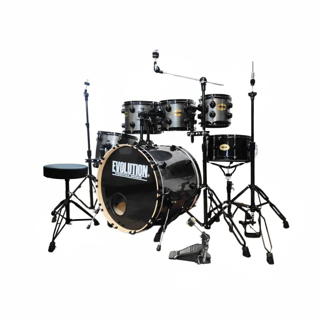Batería Evolution Pantera 6 Piezas Aro Negro 8" 10" 12" Color Gris Rayado