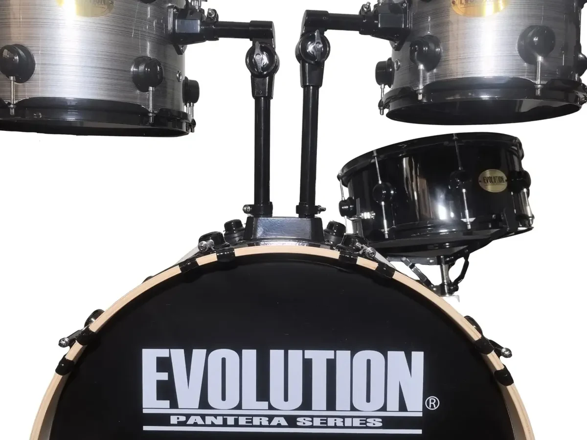 Batería Evolution Pantera 6 Piezas Aro Negro 8" 10" 12" Color Gris Rayado - Imagen 3