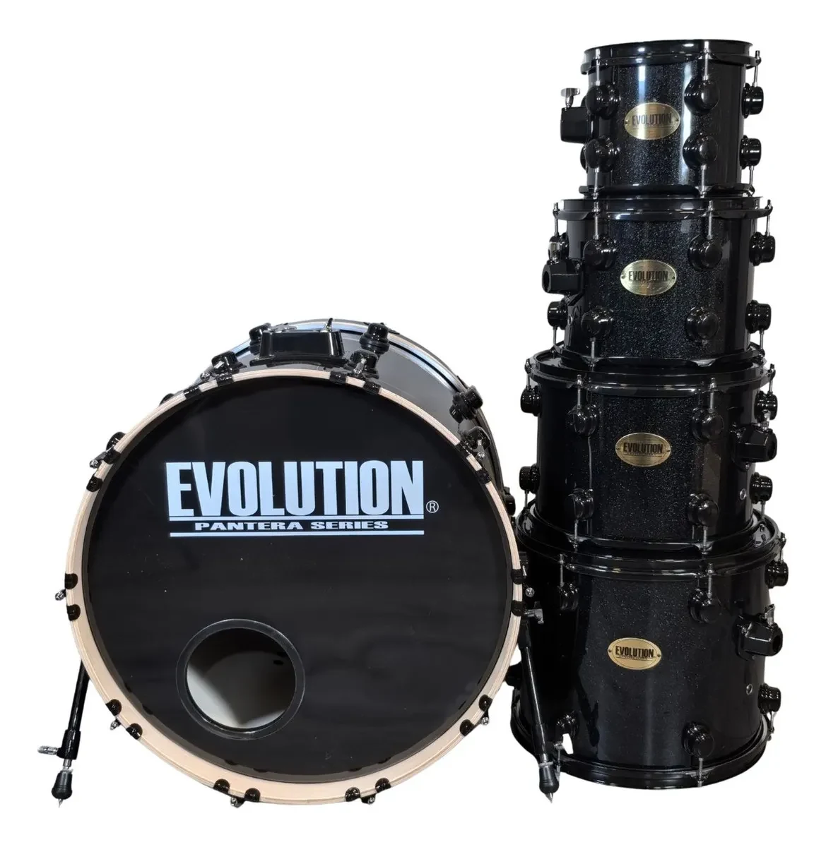 Batería Evolution Pantera 6 Piezas Negro Brillante - Imagen 3