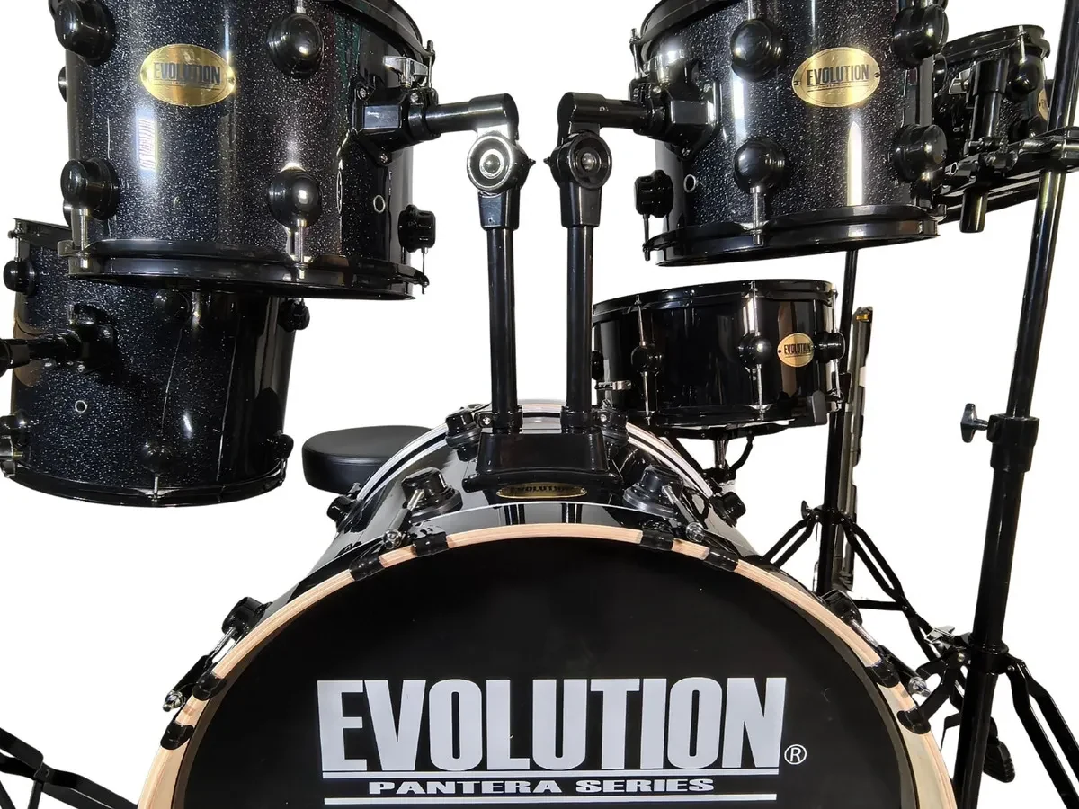Batería Evolution Pantera 6 Piezas Negro Brillante - Imagen 4