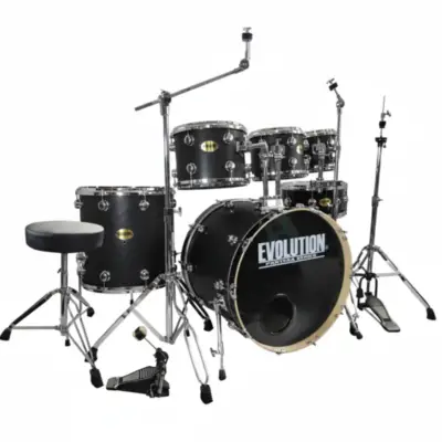 Batería Evolution Pantera Serie Tatto de 6 Piezas con Tambores de 8", 10", 12", 14", 16" y Bombo de 22" en Color Negro Mate