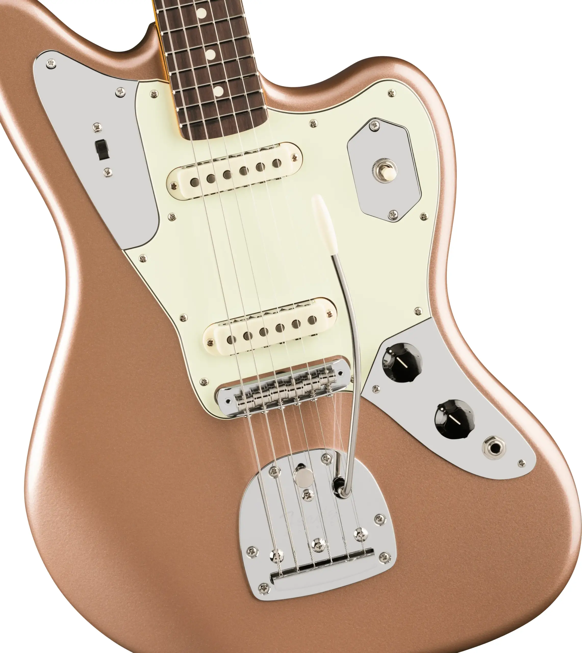 Fender American Professional Classic Jaguar Faded Firemist Gold - Imagen 3