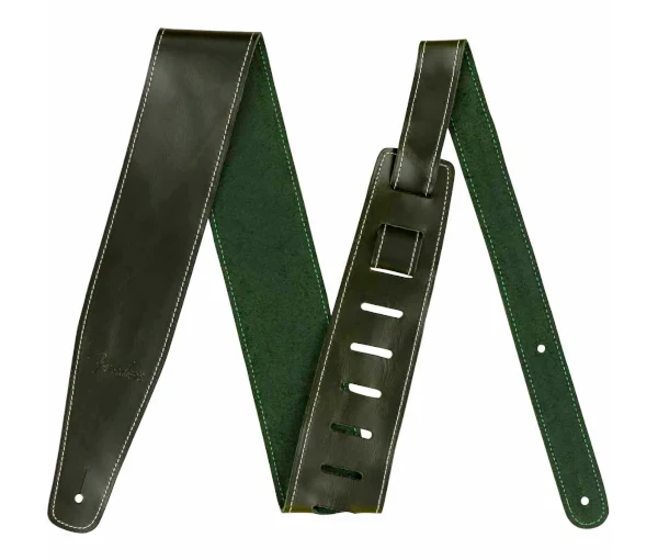 Correa de guitarra de cuero Fender Thali verde