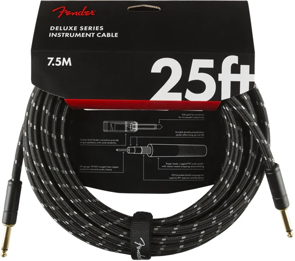 Cable para instrumento Fender Deluxe Series Black Tweed 7.5 metros