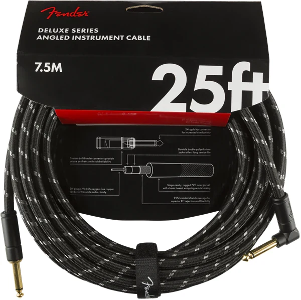 Cable de instrumento Fender Deluxe Series Black Tweed 7.5 metros