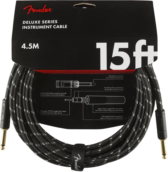 Cable para instrumento Fender Deluxe Series Black Tweed 4.5 metros